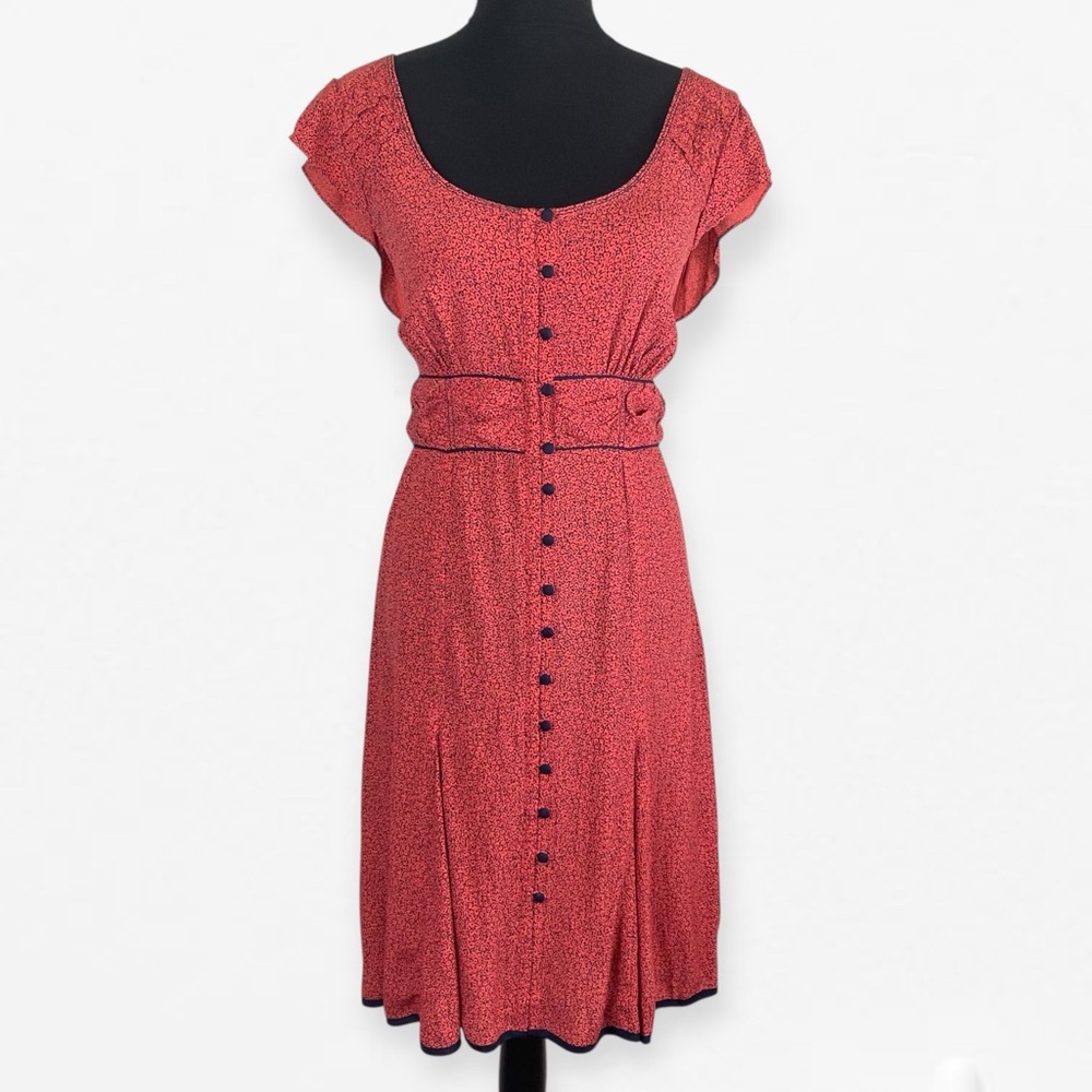 Anthropologie MAEVE Elegant vintage inspired cap sleeve  Button front Dress 12